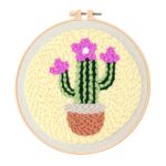 Succulent Punch Needle Kit Mother's Day Gift Craft for Starter Punch Needle Tool Threader Fabric Embroidery Hoop Yarn Embroidery Kit - Image 2