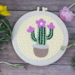Succulent Punch Needle Kit Mother's Day Gift Craft for Starter Punch Needle Tool Threader Fabric Embroidery Hoop Yarn Embroidery Kit