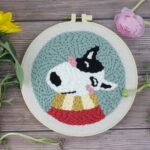 Dog Punch Needle Kits for Starter Punch Needle Tool Threader Fabric Embroidery Hoop Yarn Punch Needle Kit / Embroidery Kit, Cross Stitch Kit