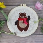 Bear Punch Needle Patterns for Starter Punch Needle Kit with Threader Fabric Embroidery Hoop Yarn Punch Needle Full Set - Embroidery Kit