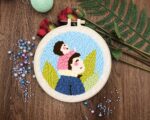 Mother and Son Punch Needle Kit for Family - Punch Pattern Christmas Gift for Her, Full Craft Kit for Beginner Embroidery Kit