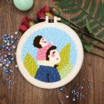 Mother and Son Punch Needle Kit for Family - Punch Pattern Christmas Gift for Her, Full Craft Kit for Beginner Embroidery Kit