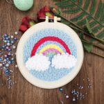 Rainbow Punch Needle Kit for Kids - Punch Pattern Christmas Gift for Her, Full Craft Kit for Beginner - Embroidery Kit, Cross Stitch Kit
