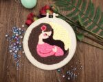 Mom and Baby Punch Needle Kit for Family - Punch Pattern Christmas Gift for Her, Full Craft Kit - Embroidery Kit, Cross Stitch Kit