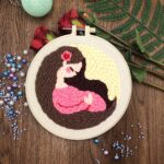 Mom and Baby Punch Needle Kit for Family - Punch Pattern Christmas Gift for Her, Full Craft Kit - Embroidery Kit, Cross Stitch Kit