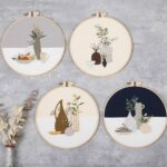 Flower and Vase Embroidery Kit for Beginner - Hoop Art Including Everything to Make, Female Gift