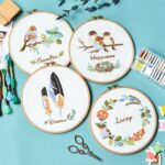 Robin Embroidery Kit – Beginner DIY Craft, 8 inch (4 Pack)