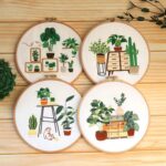 Plants and Cat Embroidery Kit for Beginner - Hoop Art Including Everything to Make, Mother's Day Gift