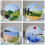 2D Needle Felting Picture Kit Seasonal Scenery Mother's Day Gift with Everything to Make, Easy for Beginner, Mother's Day Gift - 20cm 8 Inch