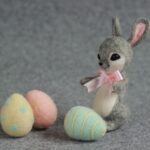 Easter Rabbit and Eggs Needle Felting Kits Wrap Box Gift for Easter Day - Including Everything Full Craft Kits to Make it