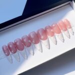 White French Tips Long Stiletto Press On Nail, Luxury Acrylic Nude Fake Nails, Handpainted Birthday Party Nails - Image 3
