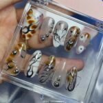 3D Metallic Silver Art Almond Press On Nails Goth, Custom Gothic Fake Nails, Punk Glue On Nails, Emo Y2K Nails - Image 3