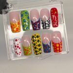 Colourful Free Style 3D Gel Short Coffin Press On Nails, Luxury Handmade Fake Nails, Birthday Event Nail, Fairy Core Nails