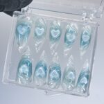Blue Heart Theme 3D Gel Long Stiletto Press On Nails, Handmade Custom Fairy Core Nail, Kawaii Nails for Event Birthday, Perfect Gift for Her - Image 4