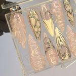 Free Style Silver 3D Gel Almond Press On Nails, Handpainted Fake/False Nails, Prom/Event/Birthday Nails, Goth/Gothic/Y2K/Aura Nail - Image 2