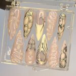 Free Style Silver 3D Gel Almond Press On Nails, Handpainted Fake/False Nails, Prom/Event/Birthday Nails, Goth/Gothic/Y2K/Aura Nail - Image 3