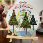 Christmas Tree Embroidery Kit for Beginners Christmas Pattern Personalized Gifts 8 inch Hoop Art Craft Kits for Mom, Kids
