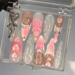 Free Style Silver 3D Gel Almond Press On Nails, Handpainted Fairy Core Nails, Prom/Event/Birthday Nails, Goth/Gothic/Y2K/Aura Nail - Image 2
