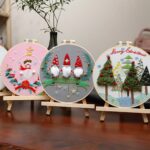 3 Pack Christmas Embroidery Kits for Beginners Personalized Gifts 8 inch Hoop Art Craft Kits for Mom, Kids