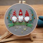 Gnomes Embroidery Kit for Beginners Christmas Pattern Personalized Gifts 8 inch Hoop Art Craft Kits for Mom, Kids