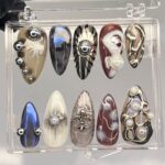 Free Style Purple & Silver Long Stiletto Press On Goth Nail, Custom Gothic Fake Nails, Punk, Y2K Nails, Photoshoot/Event/Prom Nail - Image 3