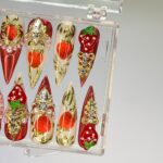 Strawberry Royal Long Stiletto Press On Nails, Handpainted Fake/False Nail, Event Birthday PromHoliday Nails Art - Image 2