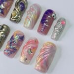 Vibrant Medium Square Press On Nail, Holiday Nail, Fake Nail, Glue on Nail, Luxury Y2K Nail for Birthday Holiday Event - Image 5