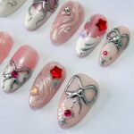 Freestyle 3D Short Almond Press On Nails, Colourful Cute Handpainted Fake Nails, Holiday Birthday Event Nails Art - Image 3
