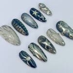 Freestyle 3D Almond Press On Nails, Metallic Chrome Goth Nails Art, Gothic Emo Style Press Ons for Birthday Event Holiday - Image 4