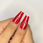 Christmas Light & Cookies Theme Medium Square Press On Nails - Festive Xmas and Winter Holiday Nail Art - Image 4