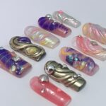 Vibrant Medium Square Press On Nail, Holiday Nail, Fake Nail, Glue on Nail, Luxury Y2K Nail for Birthday Holiday Event - Image 2