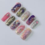 Vibrant Medium Square Press On Nail, Holiday Nail, Fake Nail, Glue on Nail, Luxury Y2K Nail for Birthday Holiday Event - Image 3