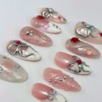 Freestyle 3D Short Almond Press On Nails, Colourful Cute Handpainted Fake Nails, Holiday Birthday Event Nails Art - Image 4