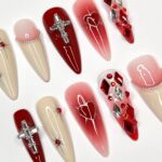Passionate lover Long Almond Press On Nails, Cute Valentine Fake/False Nails, Holiday Birthday Event Nails Art - Image 5