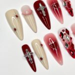 Passionate lover Long Almond Press On Nails, Cute Valentine Fake/False Nails, Holiday Birthday Event Nails Art - Image 6