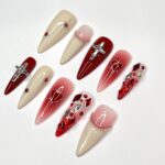 Passionate lover Long Almond Press On Nails, Cute Valentine Fake/False Nails, Holiday Birthday Event Nails Art - Image 4