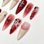 Passionate lover Long Almond Press On Nails, Cute Valentine Fake/False Nails, Holiday Birthday Event Nails Art - Image 2