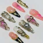 Love Fairy Blush Theme Long Almond Flowers Press On Nails, Fairy Tale Inspired Fake Nails, Birthday Holiday Nails Art, Gifts for Her - Image 2