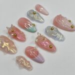 Cute 3D Flower & Butterfly Medium Almond Press On Nails, Handmade Gel False Nails for Birthday Event Party Holiday Vacation - Image 5