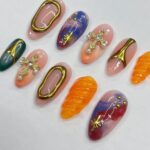 Freestyle Mix & Match Medium Almond Press On Nails, Handmade 3D Gel Fake Nails for Birthday Holiday Vacation Prom , Gifts for Her - Image 4