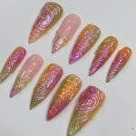 FreeStyle Chrome Long Stiletto Press on nails, Fake/False Nails, Prom/Party/Trip Nails, 3D Gel Nail Art, Gift for Her/BFF/Mom - Image 5
