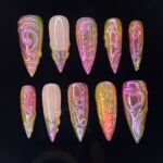 FreeStyle Chrome Long Stiletto Press on nails, Fake/False Nails, Prom/Party/Trip Nails, 3D Gel Nail Art, Gift for Her/BFF/Mom - Image 2
