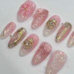 Elegance 3D Flower Medium Almond Press On Nails, Handmade Floral Spring Nails, Unique Nail for Birthday Party Holiday,Vacation - Image 2