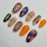 Freestyle Mix & Match Medium Almond Press On Nails, Handmade 3D Gel Fake Nails for Birthday Holiday Vacation Prom , Gifts for Her - Image 3
