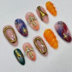 Freestyle Mix & Match Medium Almond Press On Nails, Handmade 3D Gel Fake Nails for Birthday Holiday Vacation Prom , Gifts for Her - Image 5