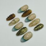 Freestyle Y2K Medium Almond Press On Nails, 3D Gel Gold Chrome Fake Nails for Birthday Party Holiday Vacation, Gift for Her - Image 3