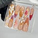 3D Flower Long Almond Press On Nails, Floral Handmade Gel False Nails for Birthday Event Party Holiday, Vacation or Gift For Her - Image 5