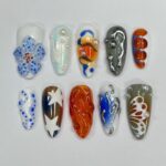 3D Freestyle With Flower Press On Nails, Handmade Spring False Nails, Unique Nail Design for Birthday Party Holiday,Vacation , Gift for Her