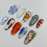 3D Freestyle With Flower Press On Nails, Handmade Spring False Nails, Unique Nail Design for Birthday Party Holiday,Vacation , Gift for Her - Image 2