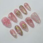 Elegance 3D Flower Medium Almond Press On Nails, Handmade Floral Spring Nails, Unique Nail for Birthday Party Holiday,Vacation - Image 3